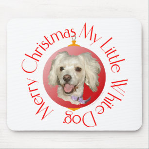 Prettig kerstfeest Kleine Witte Hond Poodle / Bich Muismat