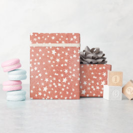 Prettig kerstfeest Kleine witte sterren fonkelen o Cadeaupapier