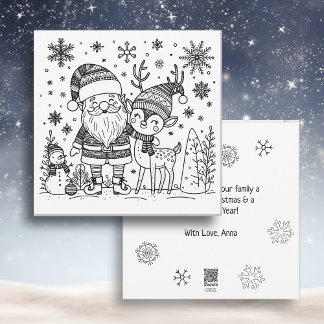 Prettig kerstfeest Kleur Me | Kerstman en Rendiere Feestdagenkaart
