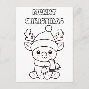 Prettig kerstfeest Kleur mijn rendier Briefkaart