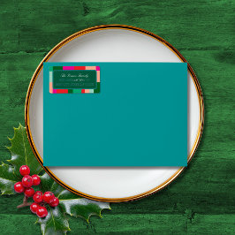 Prettig kerstfeest kleurblok groene verzendadres etiket
