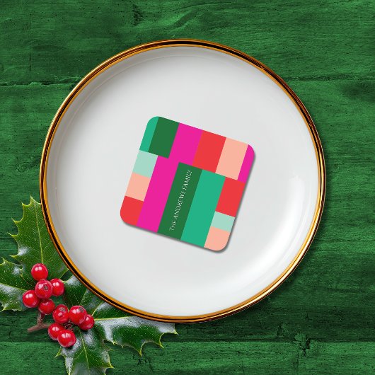 Prettig kerstfeest kleurblok  kartonnen onderzetters