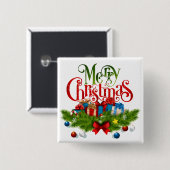 Prettig kerstfeest, Kleurrijk ontwerp, Vierkante Button 5,1 Cm (Voorkant /achterkant)