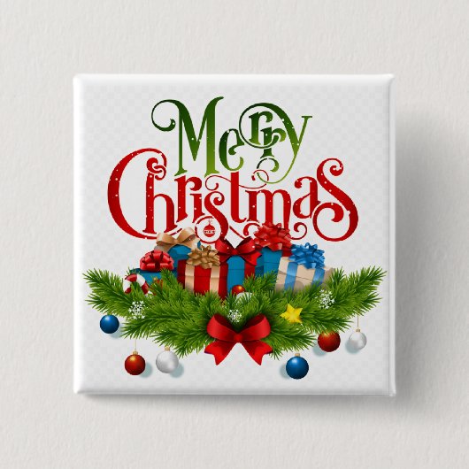 Prettig kerstfeest, Kleurrijk ontwerp, Vierkante Button 5,1 Cm (Voorkant)