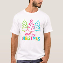 Prettig kerstfeest Kleurrijke bomen Schattig vakan T-shirt