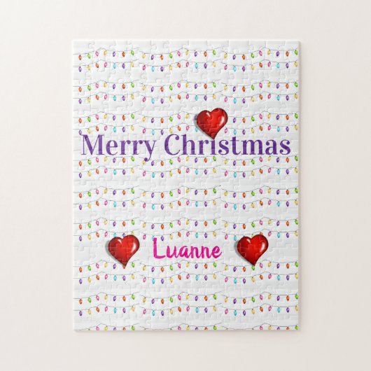 Prettig kerstfeest Kleurrijke heldere lichten Legpuzzel (Verticaal)