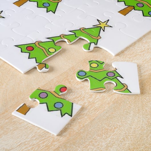 Prettig kerstfeest Kleurrijke heldergroene boom  Legpuzzel (Zijkant)