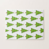 Prettig kerstfeest Kleurrijke heldergroene boom  Legpuzzel (Horizontaal)