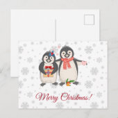 Prettig kerstfeest Knuffel Pinguïn Koppel Briefkaart (Voorkant / Achterkant)
