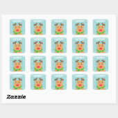 Prettig kerstfeest - Knuffel rendier met rode neus Vierkante Sticker (Vel)