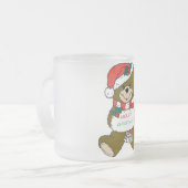"PRETTIG KERSTFEEST" KNUFFELBEER MATGLAS KOFFIEMOK (Voorkant links)