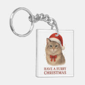 Prettig Kerstfeest, Knuffelige Kerstman Siberische Sleutelhanger (Voorkant Links)