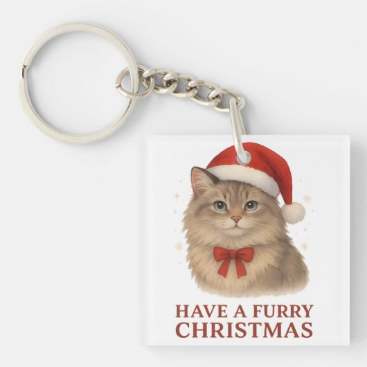 Prettig Kerstfeest, Knuffelige Kerstman Siberische Sleutelhanger (Voorkant)