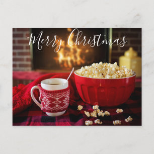 Prettig kerstfeest knus vuur vakantie ansichtkaart briefkaart