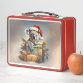 Prettig kerstfeest koala met cadeaus en hulst (In situ)