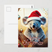 Prettig kerstfeest koala zittend in Eucalyptus kaa Briefkaart (Voorkant / Achterkant)