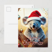 Prettig kerstfeest koala zittend in Eucalyptus kaa Feestdagenkaart (Voorkant / Achterkant)