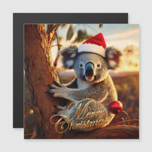 Prettig kerstfeest koala zittend in Eucalyptusboom