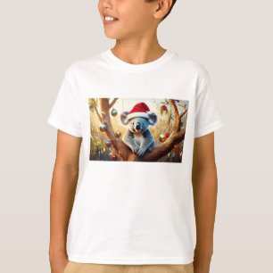 Prettig kerstfeest koala zittend in eucalyptusboom t-shirt