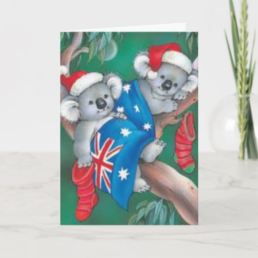 Prettig kerstfeest koala's feestdagen kaart (Voorkant)