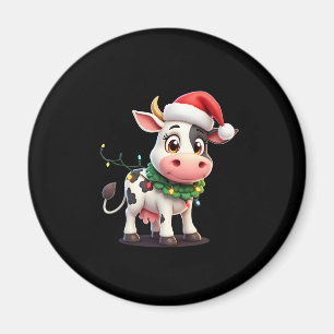 Prettig kerstfeest Koe Santa Kerstlichten Koe Xma Magneet