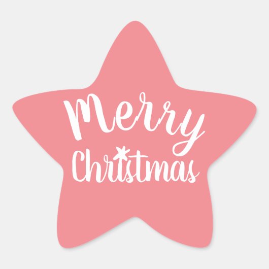 Prettig kerstfeest Koraalroze Modern Ster Sticker (Voorkant)