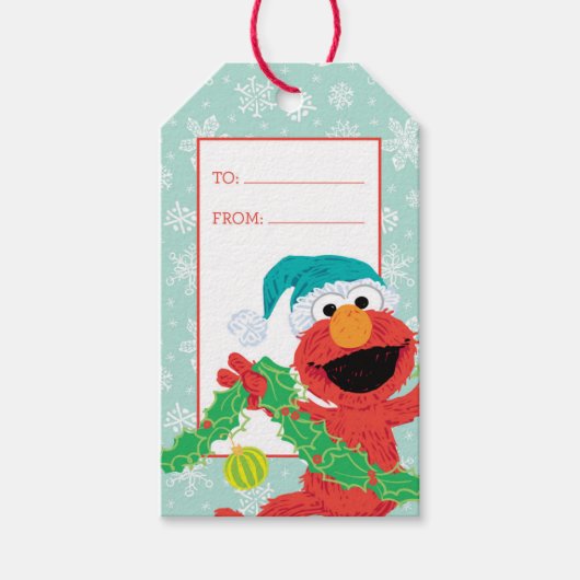 Prettig kerstfeest krabbel Elmo Cadeaulabel (Voorkant)