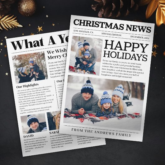 Prettig Kerstfeest Krant Wat een Jaar Kerstmis Feestdagenkaart