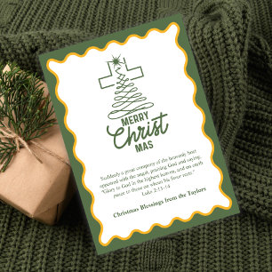 Prettig kerstfeest kruis boom zegeningen feestdagenkaart