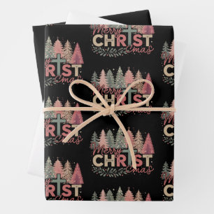 Prettig kerstfeest kruis geloof Jezus christelijk Inpakpapier Vel