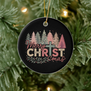 Prettig kerstfeest kruis geloof Jezus christelijk Keramisch Ornament