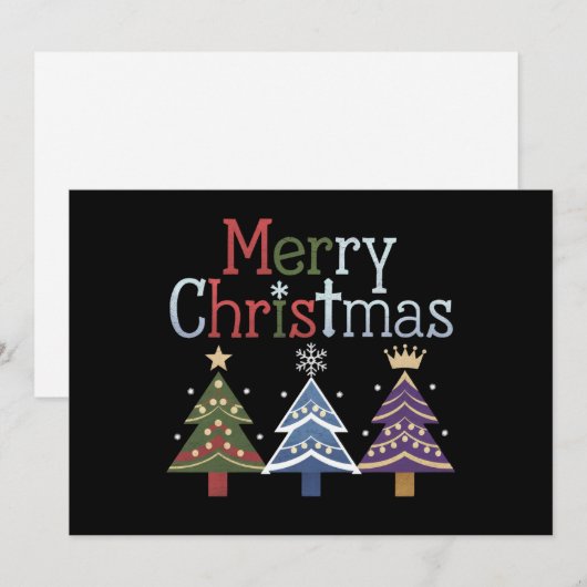 Prettig Kerstfeest Kruis Kerstboom Retro Feestdagenkaart (Voorkant / Achterkant)