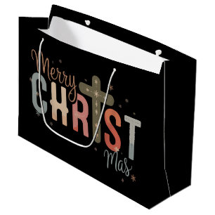 Prettig kerstfeest kruis religieus christelijk gez groot cadeauzakje