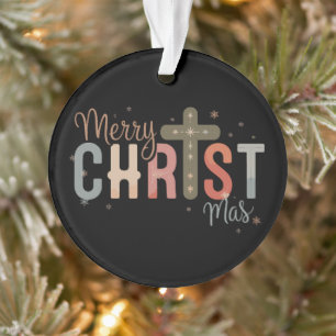 Prettig kerstfeest kruis religieus christelijk gez ornament