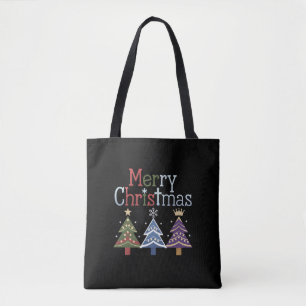 Prettig kerstfeest Kruis Xmas Boom Retro Tote Bag