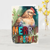 Prettig kerstfeest Kuiken kaart (Gele Bloem)