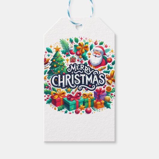 Prettig kerstfeest kunst cadeaulabel (Voorkant)
