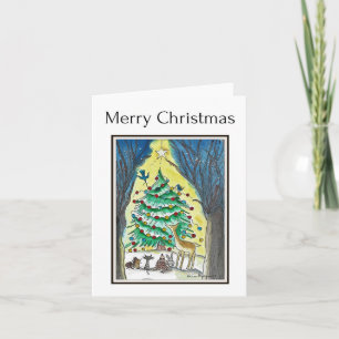 Prettig kerstfeest, Kunst van bosdieren Kaart