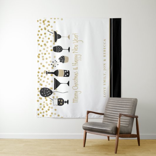 Prettig kerstfeest Kunstzinnige virtuele feest ach Wandkleed (In situ)