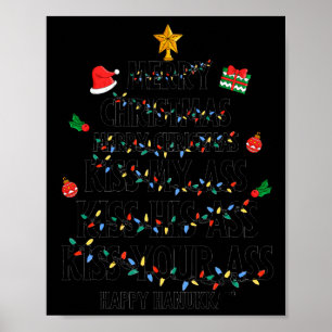 Prettig kerstfeest Kus mijn gelukkige Hanukkah Gra Poster