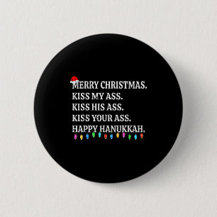 Prettig kerstfeest Kus mijn zijn uw gelukkige Hanu Ronde Button 5,7 Cm