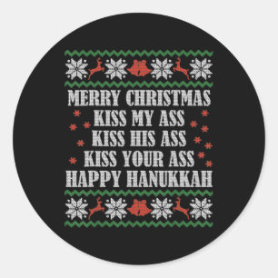 Prettig kerstfeest Kus mijn zijn uw gelukkige Hanu Ronde Sticker