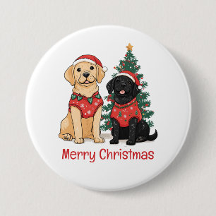 Prettig kerstfeest Labrador Retriever honden Ronde Button 7,6 Cm