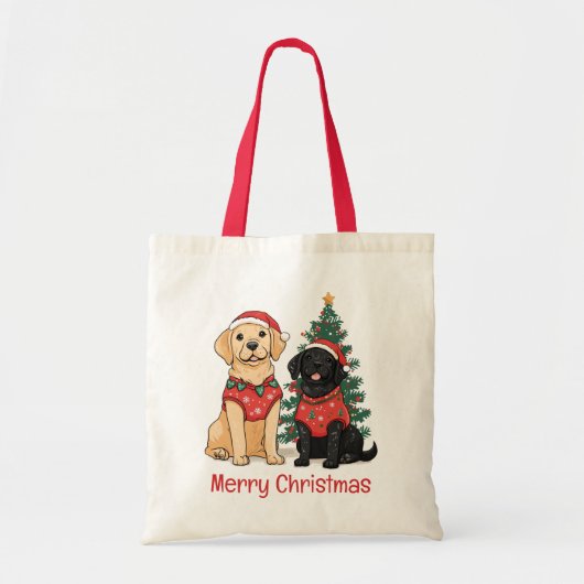Prettig kerstfeest Labrador Retriever honden Tote Bag (Voorkant)