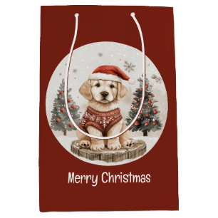 Prettig kerstfeest Labrador Retriever Puppy Medium Cadeauzakje