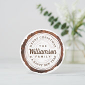 Prettig kerstfeest Landelijke houtnerf boomstam sc Feestdagenkaart (Staand voorkant)