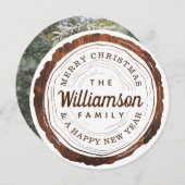 Prettig kerstfeest Landelijke houtnerf boomstam sc Feestdagenkaart (Voorkant / Achterkant)