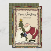 Prettig kerstfeest Landelijke Kerstman en Sneeuwma Feestdagenkaart (Voorkant / Achterkant)