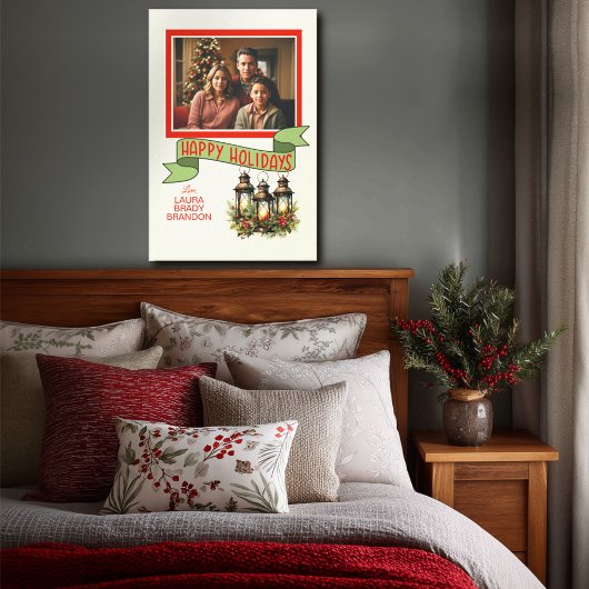 Prettig Kerstfeest Lantaarns Aangepaste Foto Canvas Afdruk