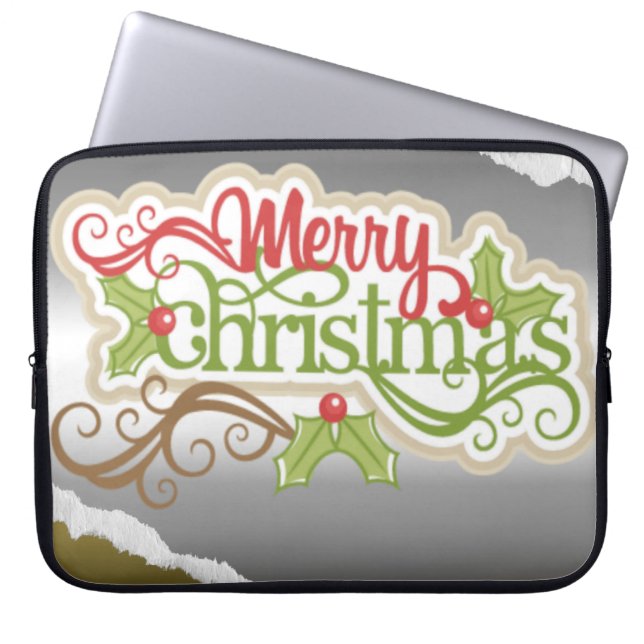 Prettig kerstfeest laptop sleeve (Voorkant)